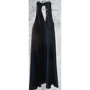 Scarlett Black Halter Neck Pleated Empire Waist Midi Dress Womens Plus Size 14W